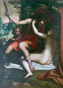 Vénus e Adonis, antes de 1585, Luca Cambiaso (óleo sobre tela) de Luca Cambiaso