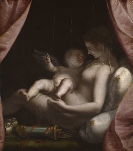 Vénus e Cupido, c.1570 (óleo sobre tela) de Luca Cambiaso