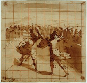 Enéias contra turnus de Luca Cambiaso