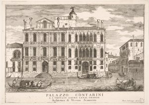 Ilustração 85: Vista do Palácio Contarini em Campo San Trovaso, Veneza, 1703, de The build ..., 1703. de Luca Carlevarijs
