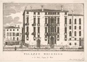 Ilustração 91: Vista do Palácio Mocenigo em Campo San Stae, Veneza, 1703, de Os edifícios ..., 1703.