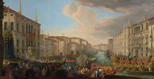 Regata no Grande Canal em honra de Frederico IV, rei da Dinamarca de Luca Carlevarijs