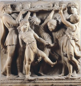 Crianças e querubins dançando, cantando e brincando, detalhe de Cantoria (galeria do coro) de Luca Della Robbia