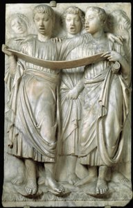 La cantoria ou crianças cantando em coro - Relevo em mármore, de Luca della Robbia (c.1400-1482), Quattrocento