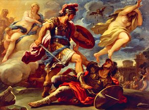 Enéas derrota Turnus, de Luca Giordano (1634-1705), óleo sobre tela