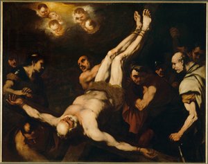 Crucificação de São Pedro ... (pintura sobre tela) de Luca Giordano