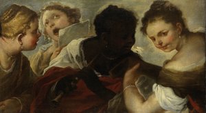 Quatro mulheres a fazer música de Luca Giordano