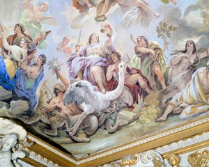 Justiça, detalhe do ciclo de afrescos no Salão dos Espelhos por Luca Giordano (1634-1705), afresco, Palazzo Medici Riccardi, Florença de Luca Giordano