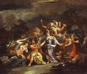 Minerva como Padroeira das Artes e das Ciências, por Luca Giordano, óleo sobre tela de Luca Giordano