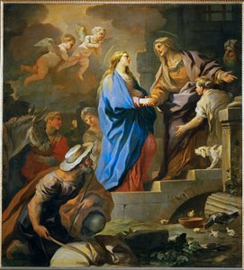 A visitação. Santa Maria visita Isabel, mulher de Zacarias e mãe de São João Batista (pintura sobre tela) de Luca Giordano