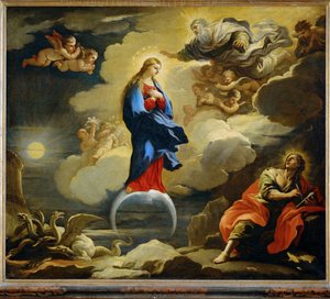 Visão de São João, o Divino ... (pintura sobre tela) de Luca Giordano