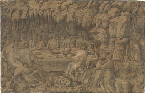 O Banquete de Acheloüs, c.1545 (desenho a pena e tinta)