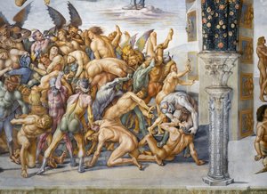 Malditos no inferno, do ciclo de afrescos do Juízo Final de Luca Signorelli