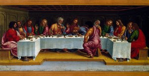 Histórias de Cristo, a Última Ceia, de Luca Signorelli (ca. 1445-1523), pintura. de Luca Signorelli