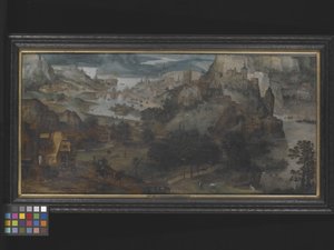 Paisagem com o voo para o Egipto (óleo sobre madeira) de Lucas (circle of) Gassel