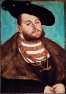 Retrato de João Frederico II, o Magnânime, eleitor da Saxônia de Lucas Cranach