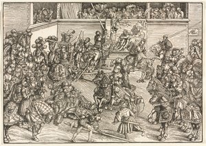 O Segundo Torneio com a Tapeçaria de Sampson e o Leão, 1509. de Lucas Cranach