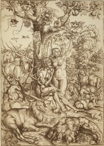 Adão e Eva no Paraíso de Lucas Cranach the Elder