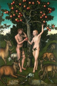 Adão e Eva. 1526 de Lucas Cranach the Elder
