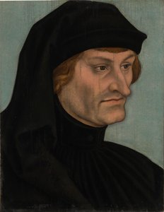 Alemão: Bildnis des Rudolph Agricola Retrato de Rudolph Agricola ou Retrato de Johannes Geiler von Kaysersberg de Lucas Cranach the Elder