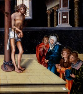 Alemão: Christus als Schmerzensmann an der Geißelsäule Cristo como homem de dores de Lucas Cranach the Elder
