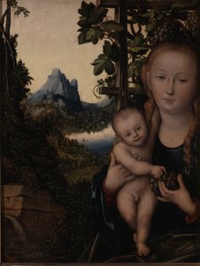 Alemão: Die Madonna vor der Weinlaube A Virgem num pé de uva de Lucas Cranach the Elder