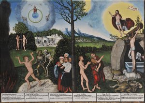 Alemão: Gesetz und Gnade Condenação e Redenção / Lei e Graça de Lucas Cranach the Elder