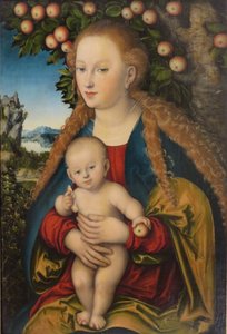 Alemão: Madonna und Kind unter dem Apfelbaum Madonna and Child under the Apple Tree / A Virgem e o Menino debaixo de uma macieira de Lucas Cranach the Elder