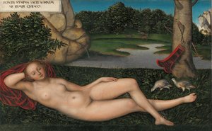 Alemão:  Quellnymphe A Ninfa na Fonte de Lucas Cranach the Elder
