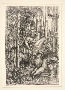 Caçador a matar um javali selvagem de Lucas Cranach the Elder