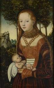 Jovem mãe com filho (a chamada "Penitência de São João Crisóstomo") / A princesa violada por São Crisóstomo de Lucas Cranach the Elder