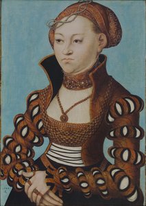 Retrato da princesa Maria da Saxónia com coroa nupcial de Lucas Cranach the Elder