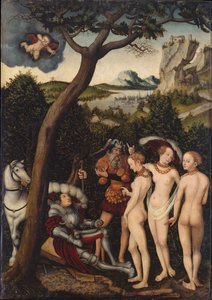 O Julgamento de Paris, ca 1528 de Lucas Cranach the Elder