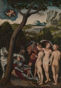 O Julgamento de Paris, ca. 1528 de Lucas Cranach the Elder