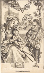 A Virgem e o Menino Adorados por Frederico, o Sábio da Saxônia de Lucas Cranach the Elder