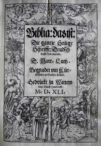 Design da capa Biblia de Martin Luther, 1541.