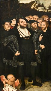 Martinho Lutero e os reformadores de Wittenberg de Lucas Cranach the Younger