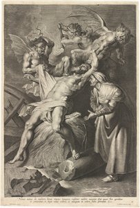 Job atormentado por demônios e abusado por sua esposa de Lucas Emil Vorsterman after Sir Peter Paul Rubens