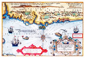 Carta de navegação da costa da Bretanha