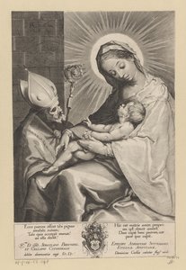 Maria e o Menino adorados por um Bispo de Lucas Kilian