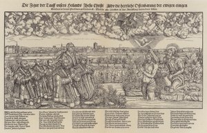Frederico III, Eleitor da Saxônia e Martinho Lutero testemunhando o batismo de Cristo (gravura;)