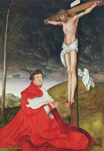 Albert, Cardeal Elector de Mainz ao pé da Cruz (óleo sobre painel) de Lucas the Elder Cranach