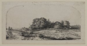 Paisagem com um celeiro de feno e um rebanho de ovelhas de Lucas the Elder Cranach
