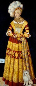 Retrato de Catherine de Mecklenburg (Mecklembourg) (1487-1561)". Peinture de Lucas Cranach l