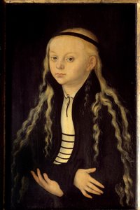 Retrato de Magdalena Luther (1529-1542) filha de Martinho Lutero Pintura de Lucas Cranach, o Antigo (ou o Ancião