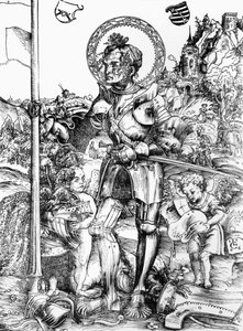 São Jorge (xilogravura) (foto a p-b) de Lucas the Elder Cranach