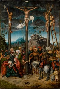 A crucificação, c. 1506-20 (óleo no painel) de Lucas the Elder Cranach