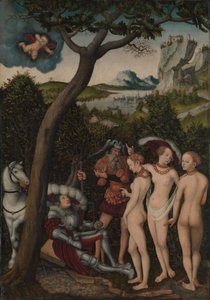 O Julgamento de Paris, c.1528 (óleo sobre faia) de Lucas the Elder Cranach