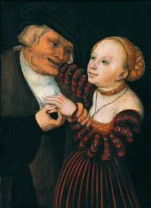 The Old Man and the Young Woman (Der Alte und das Madchen), c.1530 (oil on canvas) de Lucas the Elder Cranach