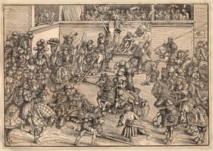 Torneio - Torneio - Cranach, Lucas, o Ancião (1472-1553) - 1509 - Corte de madeira - 29,8x42,7 - Coleção Particular de Lucas the Elder Cranach